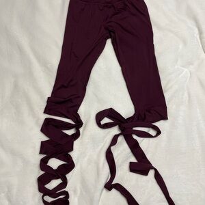 NEW: Women's Burgundy Leggings with Wrap Detail